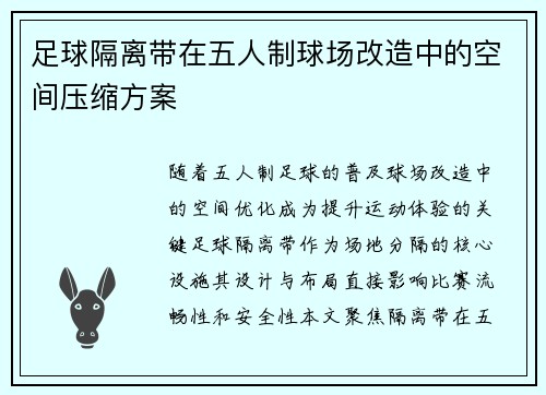 足球隔离带在五人制球场改造中的空间压缩方案